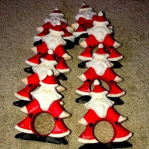Christmas department 56 Vintage Santa‎ Claus Ceramic Nspkin Ring Set (8)